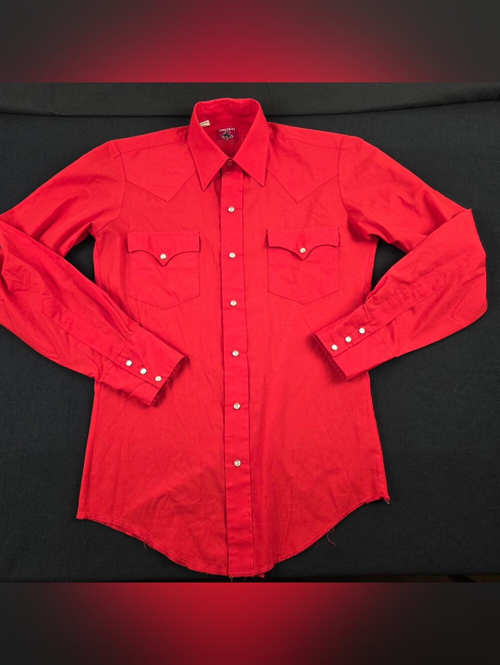 Chute 1 Western Shirt Mens 15 34 Red Long Sleeve Pearl Snap Solid